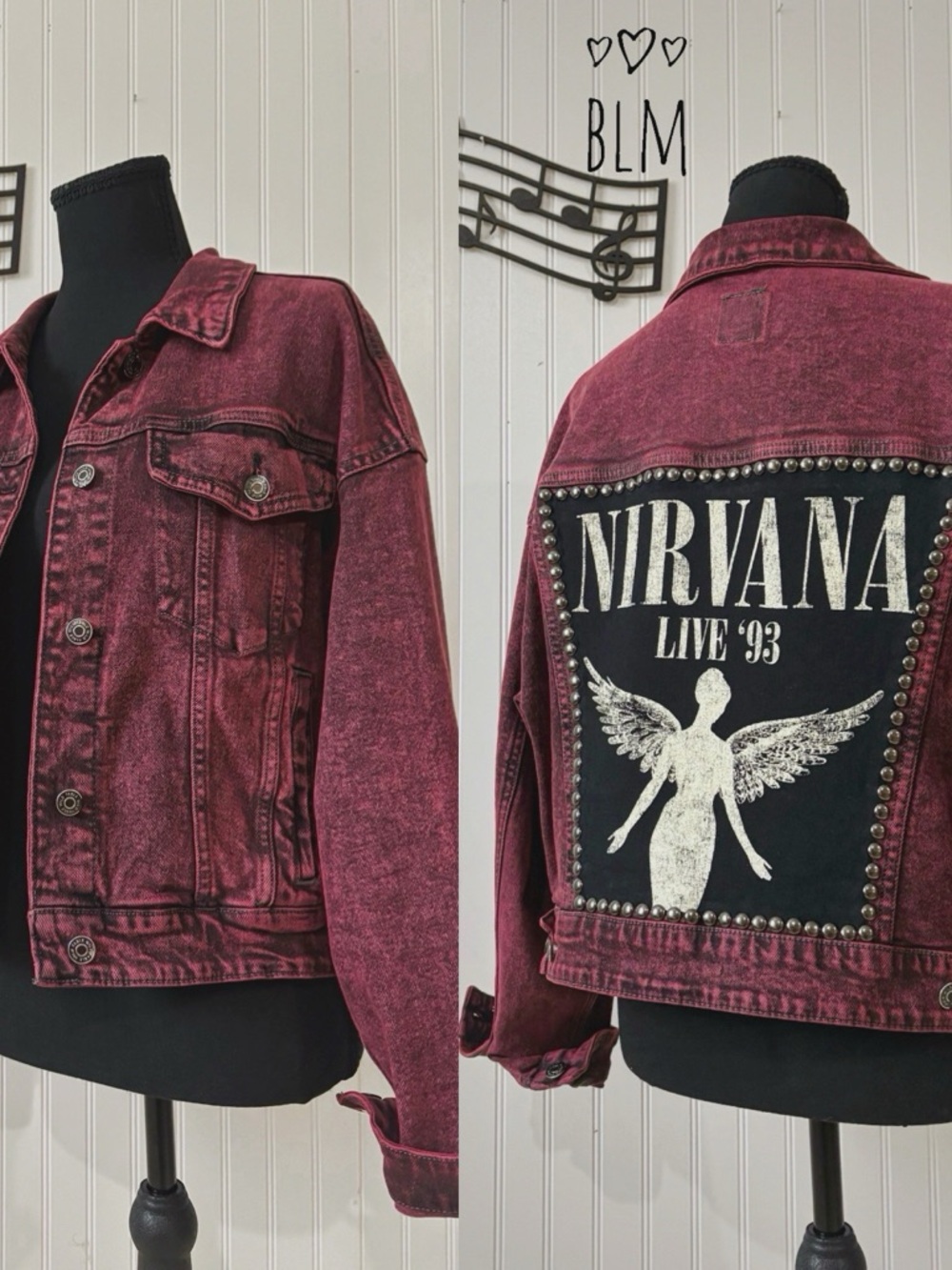 ✨ Nirvana custom acid wash Jean jacket